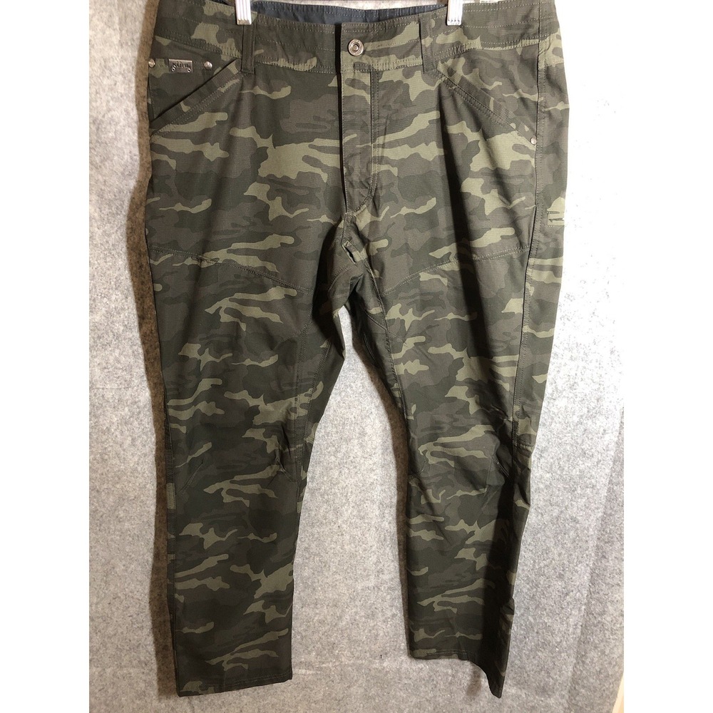 Kuhl Pants 38x30 Green Camo Ripstop Silencr Rogue FreeRyde Waist Hike Outdoors